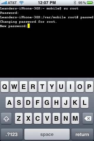Entering a new password